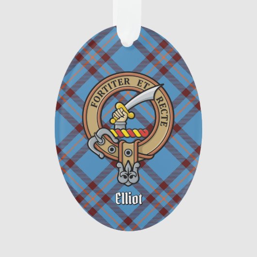 Clan Elliot Wappen über antikes Tartan Ornament (Vorderseite)