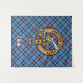 Clan Elliot Wappen über antikes Tartan Wandteppich (Vorderseite (Horizontal))