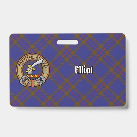 Clan Elliot Wappen über das moderne Tartan Ausweis (Vorderseite)