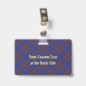 Clan Elliot Wappen über das moderne Tartan Ausweis (Rückseite mit Clip)