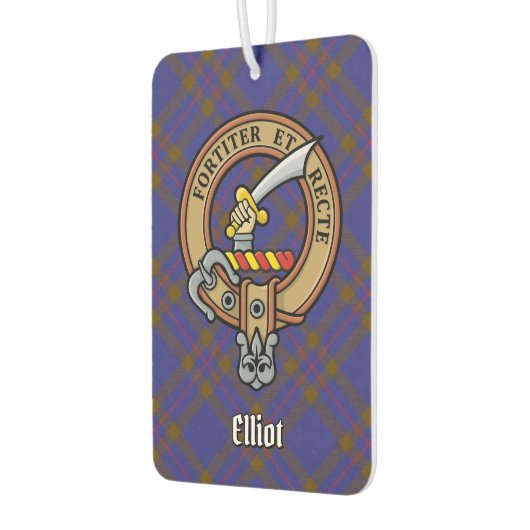 Clan Elliot Wappen über das moderne Tartan Autolufterfrischer (Links)