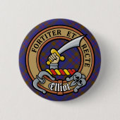 Clan Elliot Wappen über das moderne Tartan Button (Vorderseite)