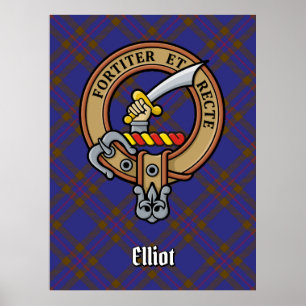Clan Elliot Wappen über das moderne Tartan Poster