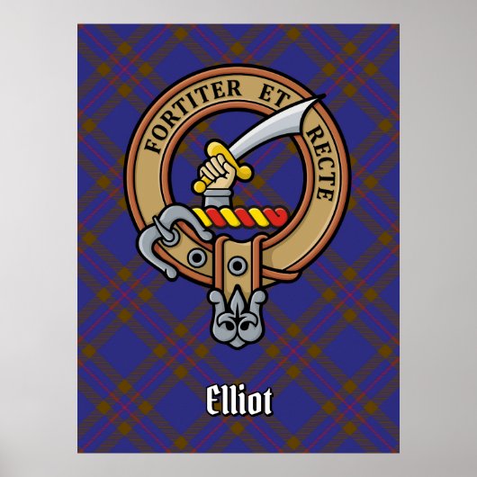 Clan Elliot Wappen über das moderne Tartan Poster (Vorne)