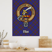 Clan Elliot Wappen über das moderne Tartan Poster (Küche)