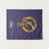 Clan Elliot Wappen über das moderne Tartan Wandteppich (Vorderseite (Horizontal))