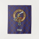 Clan Elliot Wappen über das moderne Tartan Wandteppich (Vorderseite)