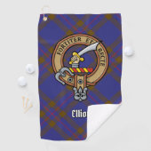 Clan Elliot Wappen über Modern Tartan Golf Towel Golfhandtuch (Insitu)