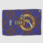 Clan Elliot Wappen über Modern Tartan Golf Towel Golfhandtuch (Horizontal)