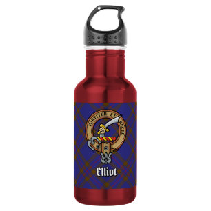 Clan Elliot-Wappen über modernem Tartan Edelstahlflasche