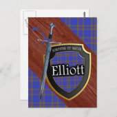 Clan Elliott Tartan Sword & Shield Postkarte (Vorne/Hinten)