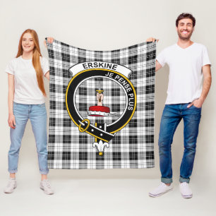 Clan Erskine Black and White Tartan Kariert Fleecedecke