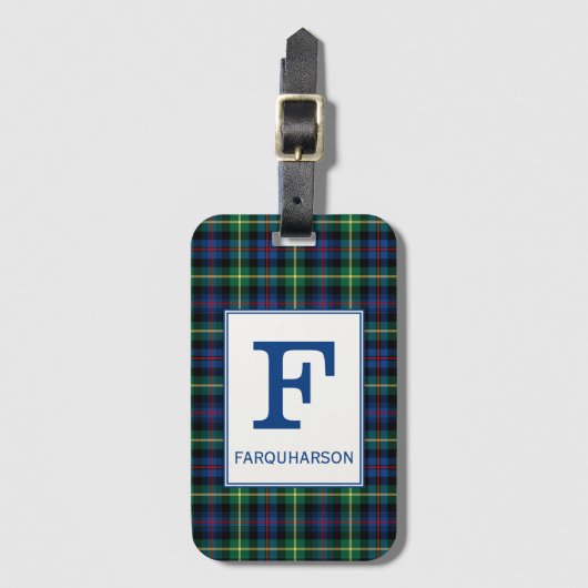 Clan Farquharson Tartan Monogramm Gepäckanhänger (Vorderseite Vertikal)