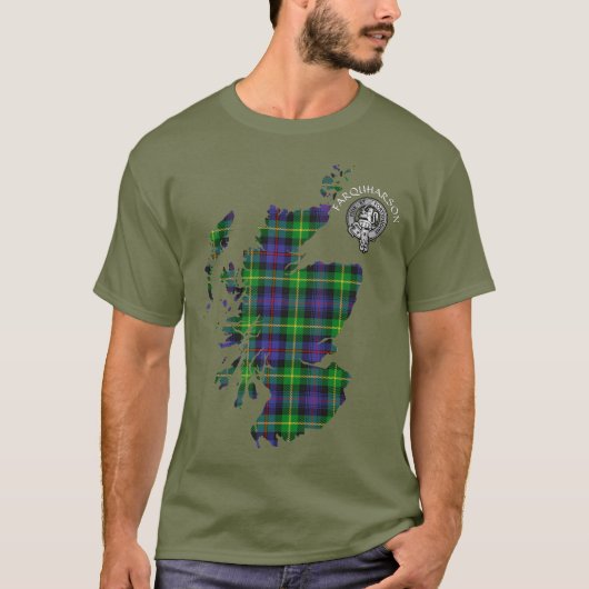 Clan Farquharson Wappen & Tartan Karte T-Shirt (Vorderseite)