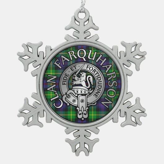 Clan Farquharson Wappen & Tartan Schneeflocken Zinn-Ornament (Vorderseite)