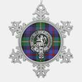 Clan Farquharson Wappen & Tartan Schneeflocken Zinn-Ornament (Vorderseite)