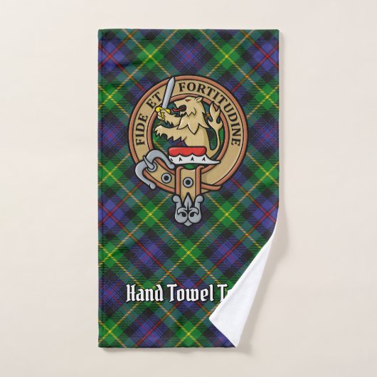 Clan Farquharson Wappen über Tartan Badhandtuch Set (Handtuch)