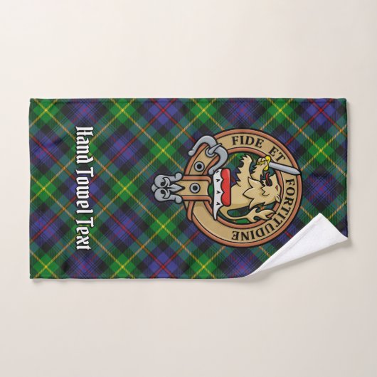 Clan Farquharson Wappen über Tartan Badhandtuch Set (Handtuch)