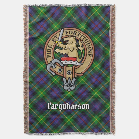 Clan Farquharson-Wappen über Tartan Decke (Vorderseite Vertikal)