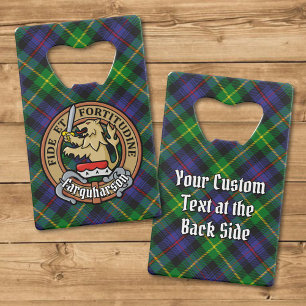 Clan Farquharson Wappen über Tartan Geldbeutel Flaschenöffner
