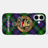 Clan Farquharson Wappen über Tartan iPhone Case (Rückseite (Horizontal))