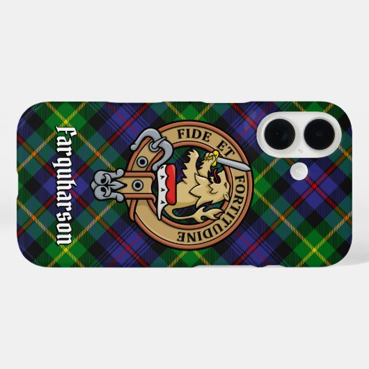 Clan Farquharson Wappen über Tartan iPhone Case (Rückseite (Horizontal))