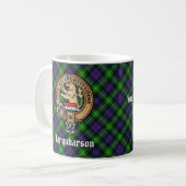Clan Farquharson Wappen über Tartan Kaffeetasse (Vorderseite Links)