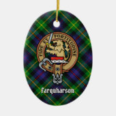 Clan Farquharson Wappen über Tartan Keramik Ornament (Vorne)