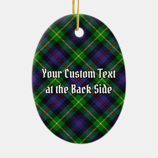 Clan Farquharson Wappen über Tartan Keramik Ornament (Hinten)