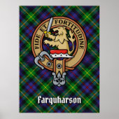 Clan Farquharson Wappen über Tartan Poster (Vorne)