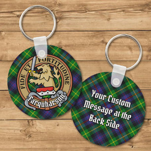 Clan Farquharson Wappen über Tartan Schlüsselanhänger