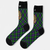 Clan Farquharson Wappen über Tartan Socks Socken (Linkes Detail)