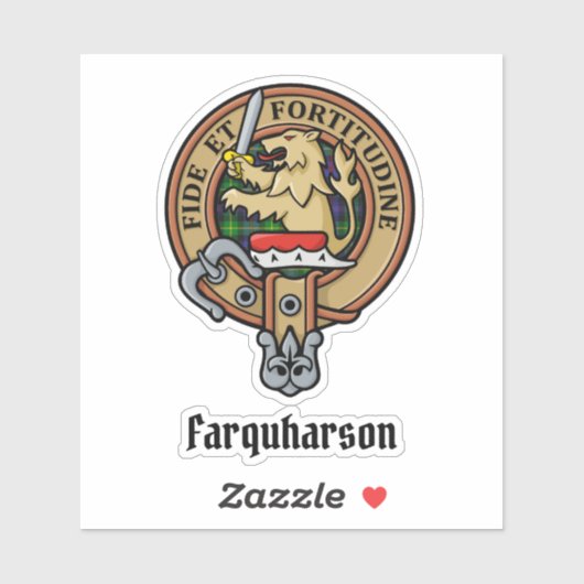 Clan Farquharson Wappen über Tartan Sticker (Blatt)