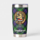 Clan Farquharson Wappen über Tartan Thermobecher (Vorderseite)