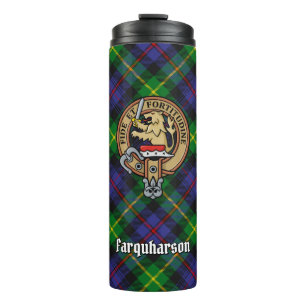 Clan Farquharson Wappen über Tartan Thermosbecher