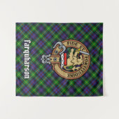 Clan Farquharson Wappen über Tartan Wandteppich (Vorderseite (Horizontal))
