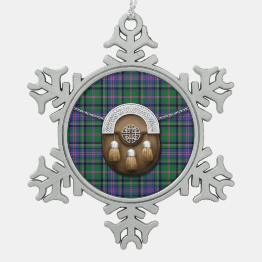 Clan-FassbinderTartan und Sporran Schneeflocken Zinn-Ornament (Vorderseite)