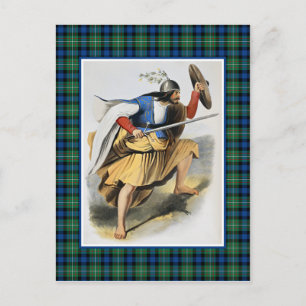 Clan Ferguson Vintage-Illustration Tartan-Rahmen Postkarte