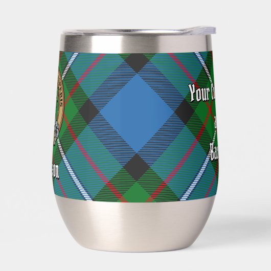 Clan Ferguson Wappen über Tartan (Links)