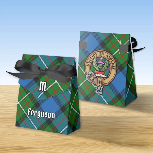 Clan Ferguson Wappen über Tartan Favor Box Geschenkschachtel