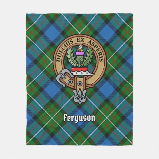 Clan Ferguson Wappen über Tartan Fleecedecke (Vorderseite)