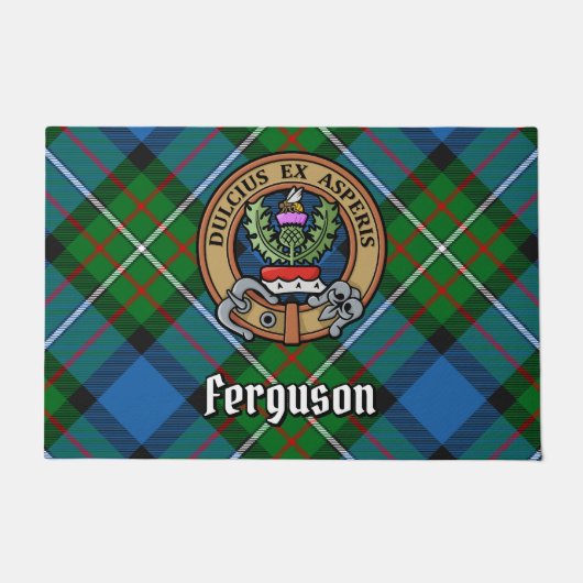 Clan Ferguson Wappen über Tartan Fußmatte (Vorderseite)