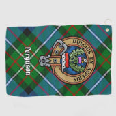 Clan Ferguson Wappen über Tartan Golf Towel Golfhandtuch (Horizontal)