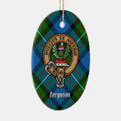 Clan Ferguson Wappen über Tartan Keramik Ornament (Rechts)