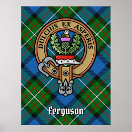 Clan Ferguson Wappen über Tartan Poster