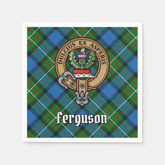 Clan Ferguson Wappen über Tartan Serviette (Vorderseite)