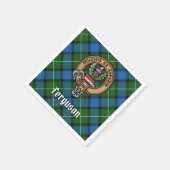 Clan Ferguson Wappen über Tartan Serviette (Ecke)