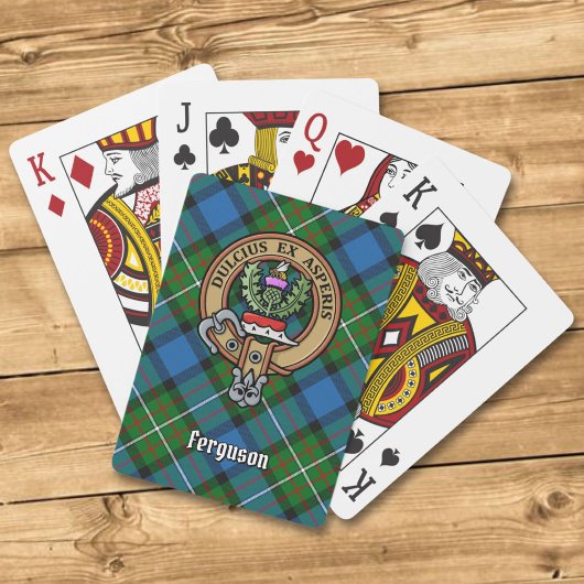 Clan Ferguson Wappen über Tartan Spielkarten