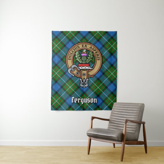 Clan Ferguson Wappen über Tartan Wandteppich (Beispiel)