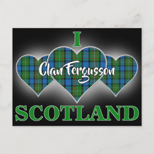 Clan Fergusson I Liebe Scotland Tartan Heart Postkarte